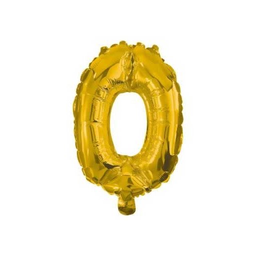 Number Gold, mini number 0 foil balloon 33 cm