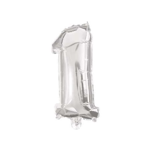 Number Mini Number 1 Silver Foil Balloon 33 cm