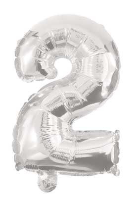 2 Silver Number Foil Balloon 32 cm