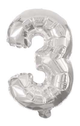 Mini 3 silver number foil balloon 31 cm