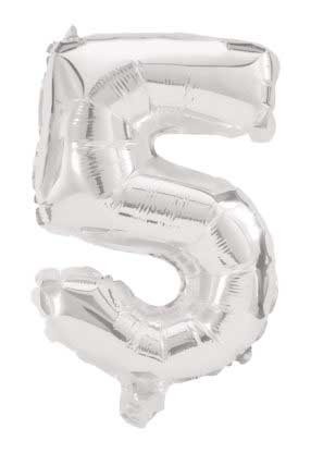 5 Silver Number Foil Balloon 33 cm