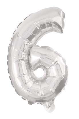 6 Number Silver Foil Balloon 35 cm