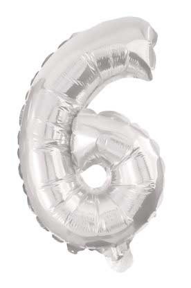 6 Number Silver Foil Balloon 35 cm