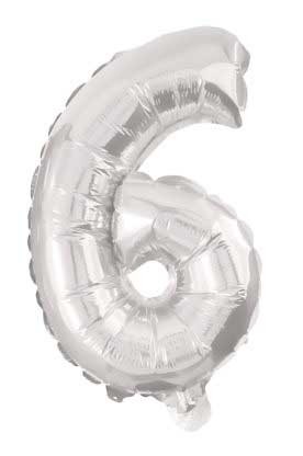 Mini 6 silver number foil balloon 35 cm