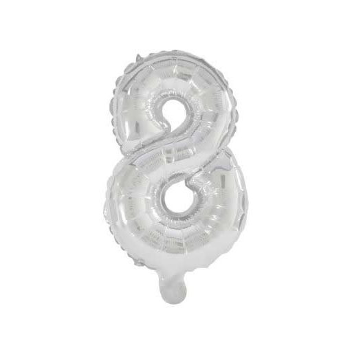 Number Mini 8 Silver Number Foil Balloon 33 cm