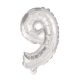 Mini number 9 silver foil balloon 35 cm