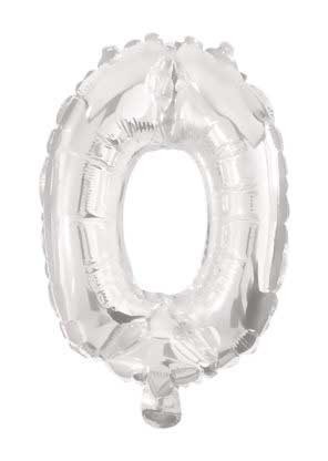Mini 0 silver number foil balloon 33 cm
