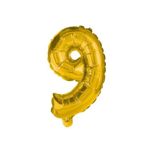 Number Gold, Giant Gold Number 9 Foil Balloon 85 cm