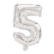 Giant 5 silver number foil balloon 85 cm