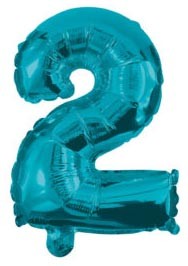 Mini 2 Blue number foil balloon 32 cm