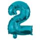 Mini 2 Blue number foil balloon 32 cm