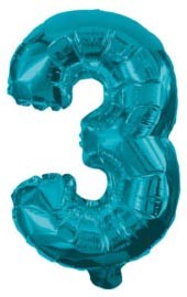 3 Blue Number Foil Ballon 32 cm