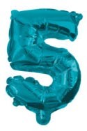 5 Blue Number Foil Ballon 32 cm