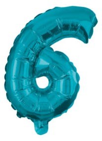 6 Blue Number Foil Ballon 32 cm
