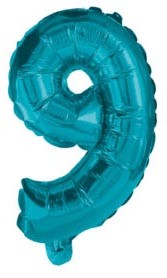 Mini 9 Blue number foil balloon 32 cm