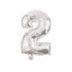 silver, silver number 2 foil balloon 10 cm