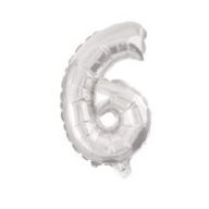 Number Silver, Silver Number 6 Foil Balloon 10 cm