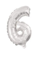 silver, silver Number 6 foil balloon 10 cm