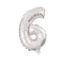 Number Silver, Silver Number 6 Foil Balloon 10 cm