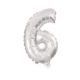 silver, silver Number 6 foil balloon 10 cm
