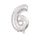 silver, silver Number 6 foil balloon 10 cm