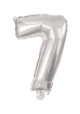 silver, silver Number 7 foil balloon 10 cm