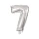 silver, silver Number 7 foil balloon 10 cm