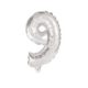 silver, silver Number 9 foil balloon 10 cm