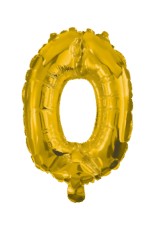 Gold, Gold number 0 foil balloon 10 cm