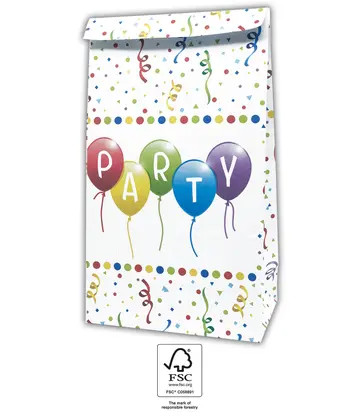 Happy Birthday Streamers paper bag 4 pcs FSC