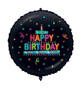 Happy Birthday black Confetti foil balloon 46 cm