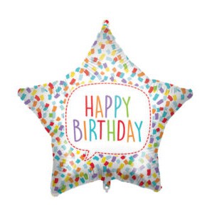 Happy Birthday Bright Star foil balloon 46 cm