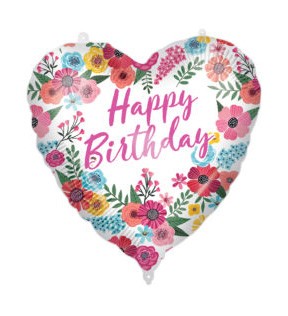Happy Birthday Floral foil balloon 46 cm