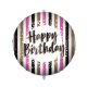 Happy Birthday Pink Gold stripes foil balloon 46 cm