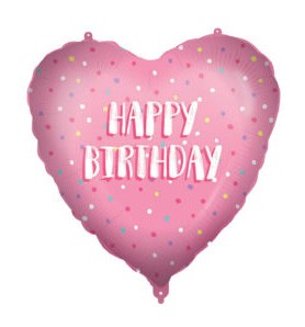 Happy Birthday Pink Heart foil balloon 46 cm
