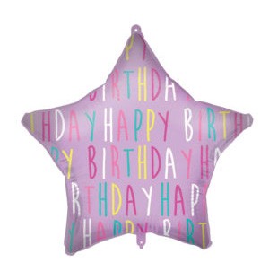 Happy Birthday Purple Star foil balloon 46 cm
