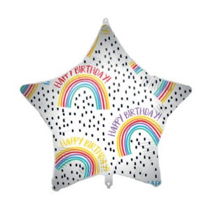 Happy Birthday Rainbow Star foil balloon 46 cm