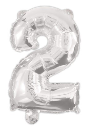 silver, silver number 2 foil balloon 95 cm