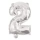 Number Silver, Silver Number 2 Foil Balloon 95 cm