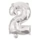 silver, silver number 2 foil balloon 95 cm