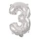 silver, silver Number 3 foil balloon 95 cm