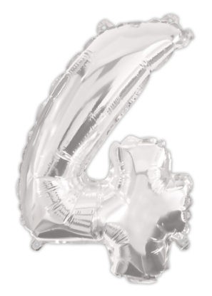 Number Silver, Silver foil balloon number 4, 95 cm