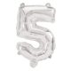 silver, silver Number 5 foil balloon 95 cm