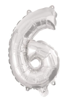 silver, silver Number 6 foil balloon 95 cm