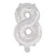 silver, silver Number 8 foil balloon 95 cm