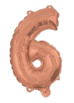 rose gold Number 6 foil balloon 95 cm