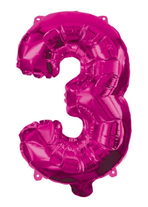 Hot Pink Number 3 foil balloon 95 cm