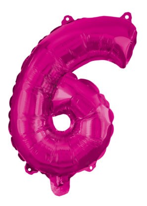 Hot Pink Number 6 foil balloon 95 cm