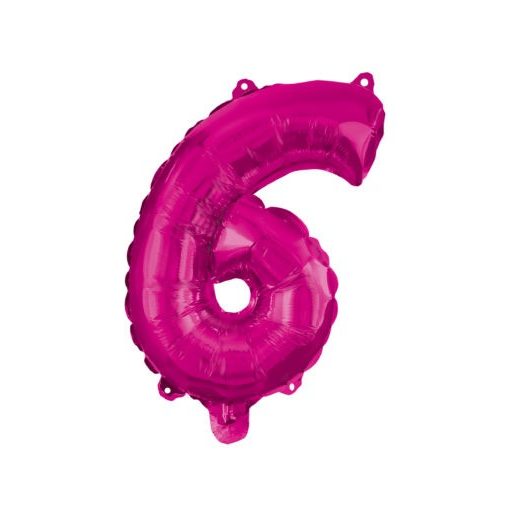 Number Hot Pink number 6 foil balloon 95 cm
