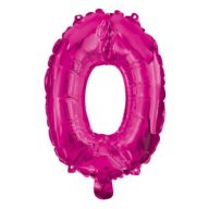 Number Hot Pink foil balloon number 0, 95 cm